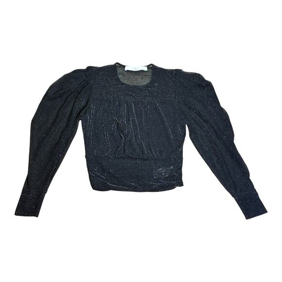 IRO Black Metallic Sheer Brenner Blouse Size 36 EU 4 US - Picture 3 of 6